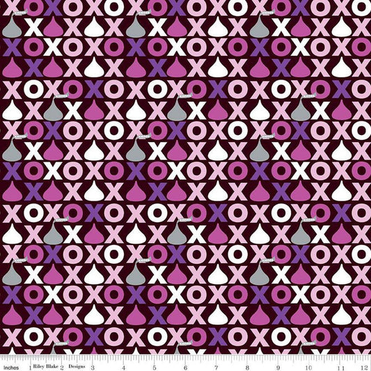DEAL Celebrate with Hershey Valentine's Day Hugs & Kisses SC12802 Dark Chocolate SPARKLE - Riley Blake - Silver SPARKLE - Quilting Cotton