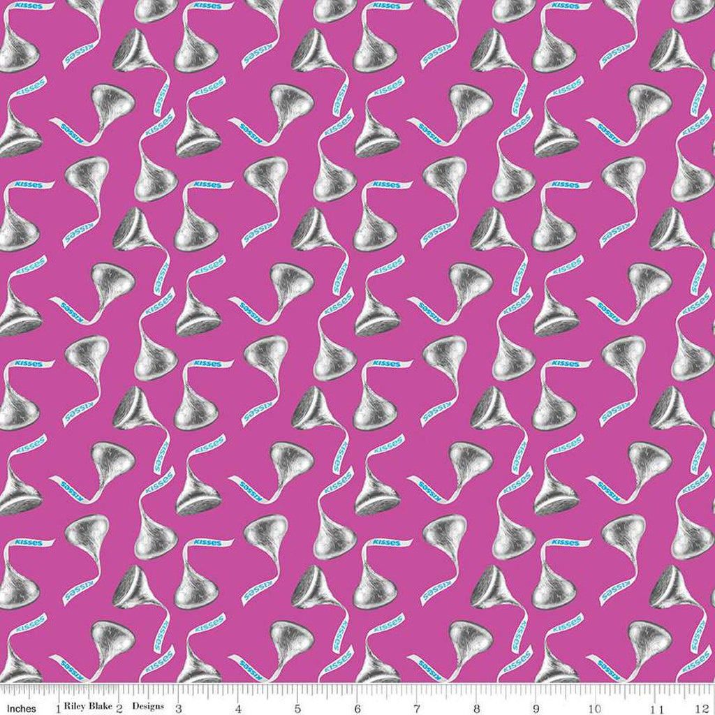 Celebrate with Hershey Valentine's Day Kisses Toss C12803 Fuchsia - Riley Blake Designs - Hershey's Chocolate - Quilting Cotton Fabric