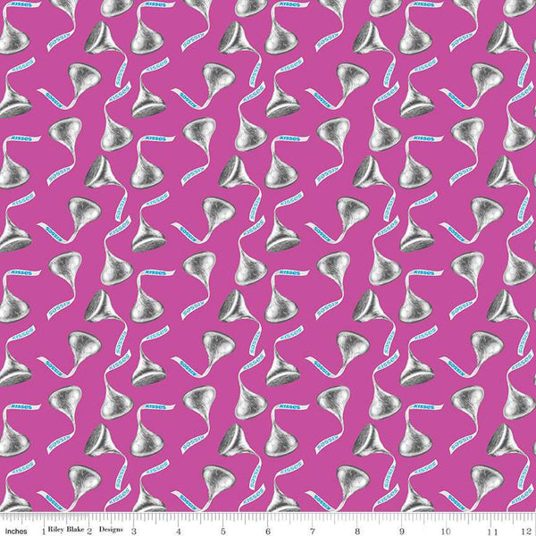 SALE Celebrate with Hershey Valentine's Day Kisses Toss C12803 Fuchsia - Riley Blake Designs - Hershey's Chocolate - Quilting Cotton Fabric