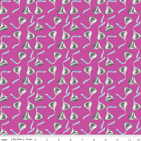 Celebrate with Hershey Valentine's Day Kisses Toss C12803 Fuchsia - Riley Blake Designs - Hershey's Chocolate - Quilting Cotton Fabric