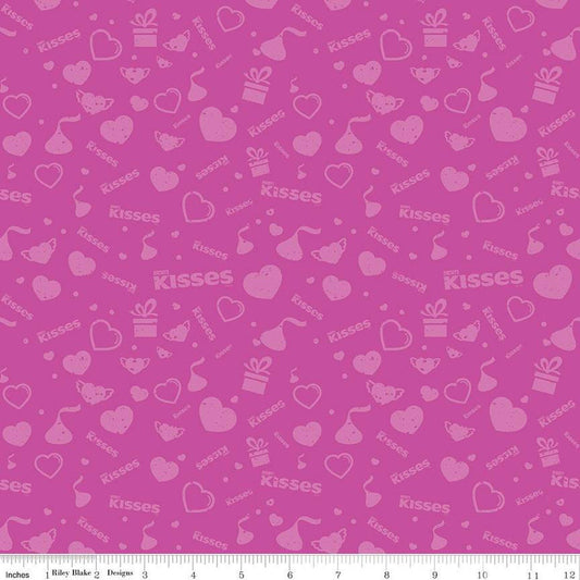 DEAL Celebrate with Hershey Valentine's Day Tonal C12804 Fuchsia - Riley Blake Designs - Hershey's Kisses Hearts - Quilting Cotton Fabric