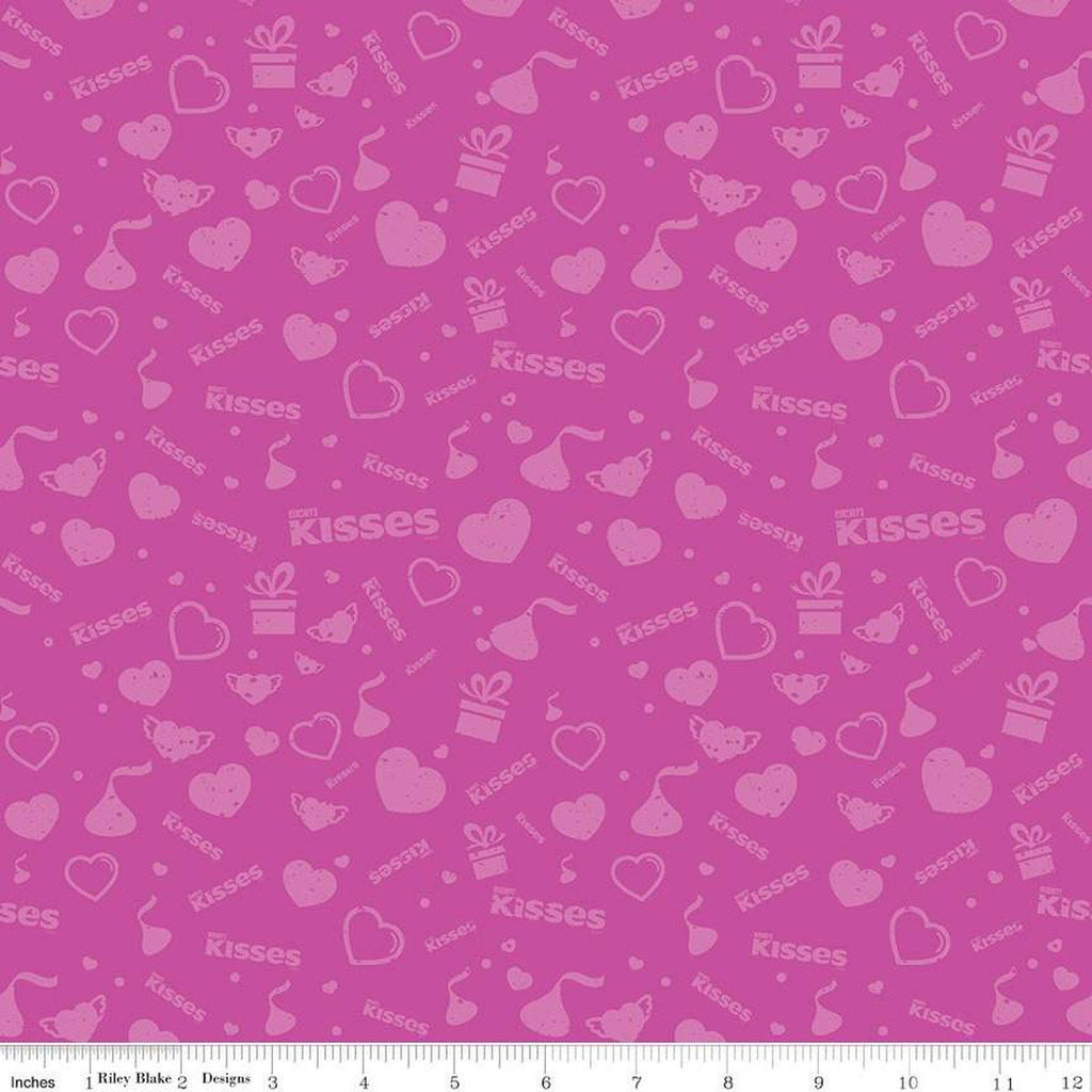 SALE Celebrate with Hershey Valentine's Day Tonal C12804 Fuchsia - Riley Blake Designs - Hershey's Kisses Hearts - Quilting Cotton Fabric