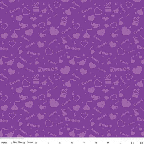 22" end of bolt - SALE Celebrate with Hershey Valentine's Day Tonal C12804 Purple - Riley Blake Designs - Kisses - Quilting Cotton Fabric
