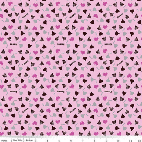 Celebrate with Hershey Valentine's Day Kisses and Hearts SC12805 Pink SPARKLE - Riley Blake Designs - Silver SPARKLE - Quilting Cotton