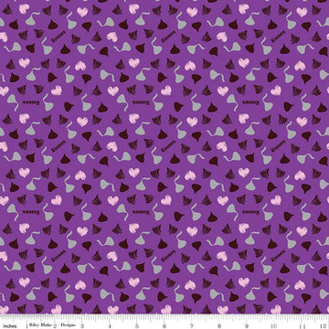 Celebrate with Hershey Valentine's Day Kisses & Hearts SC12805 Purple SPARKLE - Riley Blake - Silver SPARKLE - Quilting Cotton