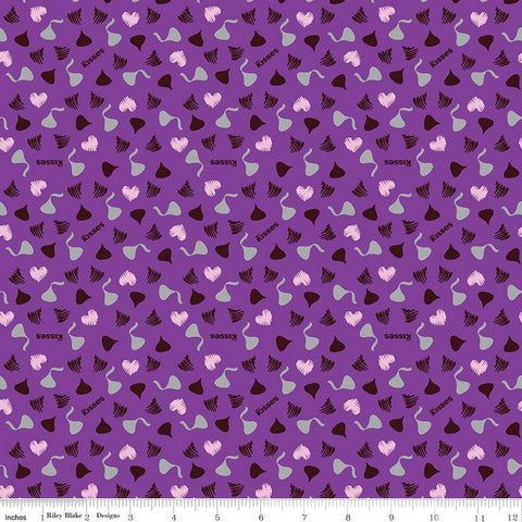 SALE Celebrate with Hershey Valentine's Day Kisses and Hearts SC12805 Purple SPARKLE - Riley Blake - Silver SPARKLE - Quilting Cotton