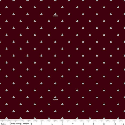 Celebrate with Hershey Valentine's Day Kisses Dots SC12806 Dark Chocolate SPARKLE - Riley Blake - Silver SPARKLE - Quilting Cotton