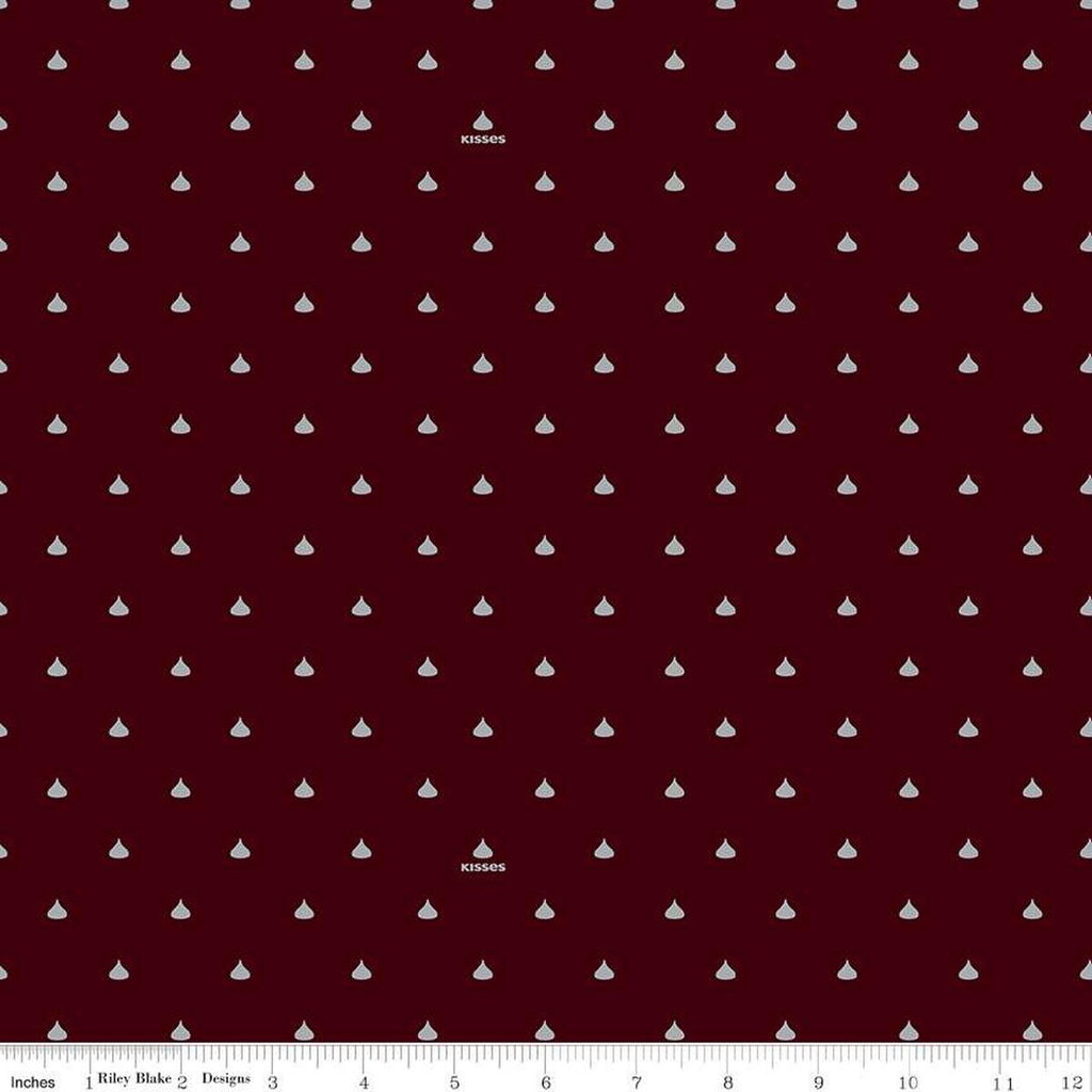 Celebrate with Hershey Valentine's Day Kisses Dots SC12806 Dark Chocolate SPARKLE - Riley Blake - Silver SPARKLE - Quilting Cotton