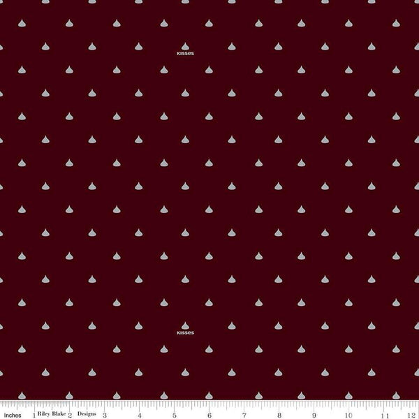 Celebrate with Hershey Valentine's Day Kisses Dots SC12806 Dark Chocolate SPARKLE - Riley Blake - Silver SPARKLE - Quilting Cotton