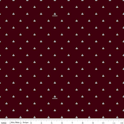 SALE Celebrate with Hershey Valentine's Day Kisses Dots SC12806 Dark Chocolate SPARKLE - Riley Blake - Silver SPARKLE - Quilting Cotton