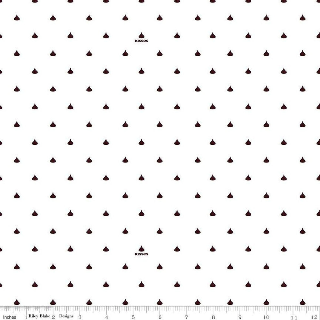 SALE Celebrate with Hershey Valentine's Day Kisses Dots C12806 White - Riley Blake Designs - Hershey's Chocolate - Quilting Cotton Fabric