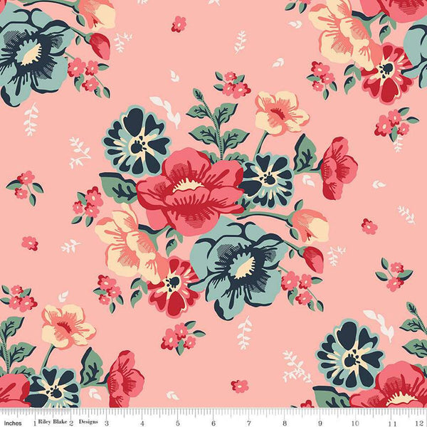 SALE Ciao Bella Main C12770 Blush by Riley Blake Designs - Floral Flowers - Quilting Cotton Fabric