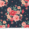 17" End of Bolt - CLEARANCE Ciao Bella Main C12770 Midnight - Riley Blake Designs - Floral Flowers - Quilting Cotton Fabric