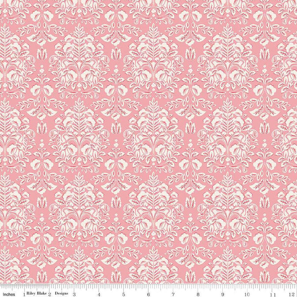 CLEARANCE Ciao Bella Damask C12772 Peony by Riley Blake Designs - Leaf Leaves - Quilting Cotton Fabric