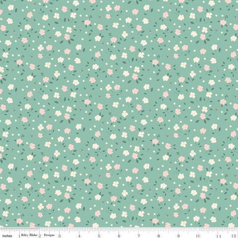 At First Sight Blossoms C12686 Seafoam - Riley Blake Designs - Floral Flowers - Quilting Cotton Fabric