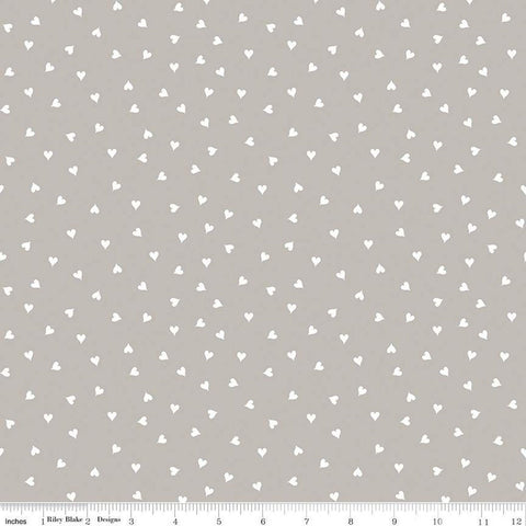 Be Mine Valentine Small Hearts C12788 Gray by Riley Blake Designs - Valentine's Day Valentines Gray White - Quilting Cotton Fabric