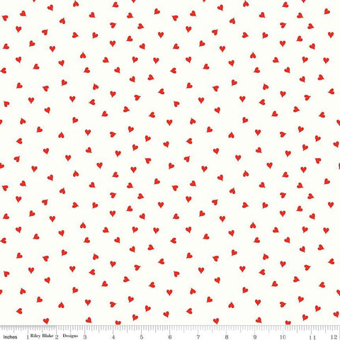 Be Mine Valentine Small Hearts C12788 White by Riley Blake Designs - Valentine's Day Valentines Red White - Quilting Cotton Fabric