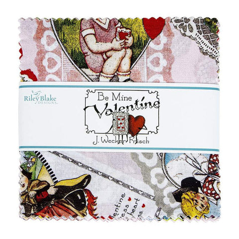 Be Mine Valentine Charm Pack 5 Inch Stacker Bundle - Riley Blake Designs - 42 piece Precut Pre cut - Quilting Cotton Fabric