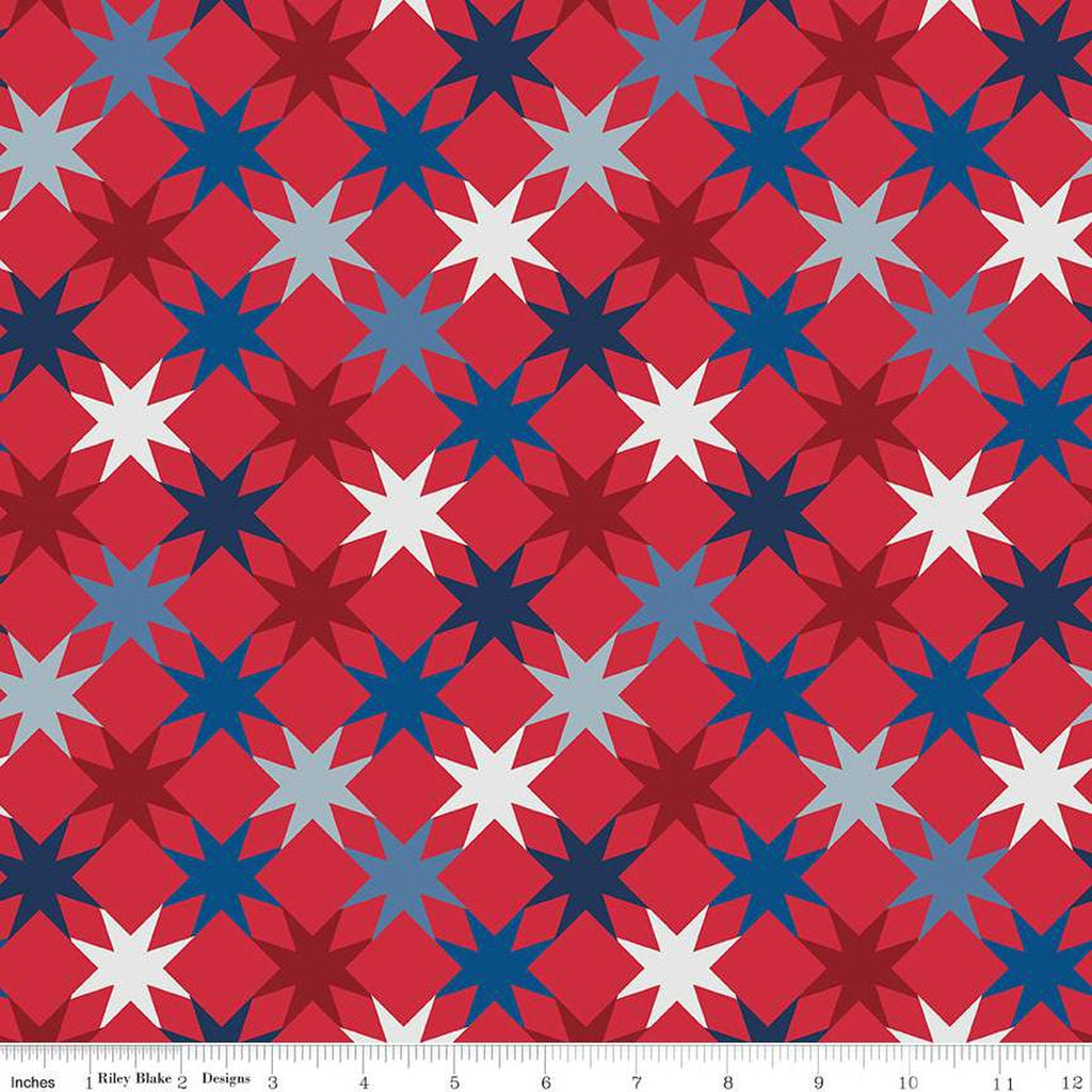 3 Yard Cut - Picadilly Seeing Stars WIDE BACK WB12385 Red - Riley Blake - 107/108" Wide - Patriotic Star Geometric - Quilting Cotton Fabric