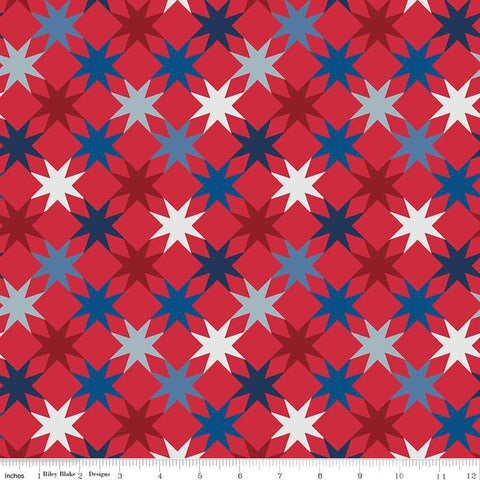 3 Yard Cut - SALE Picadilly Seeing Stars WIDE BACK WB12385 Red - Riley Blake - 107/108" Wide - Patriotic Star - Quilting Cotton Fabric