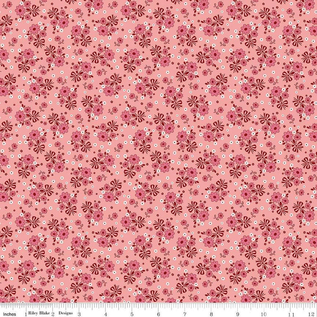 Calico Bouquet C12840 Heirloom Coral - Riley Blake Designs - Lori Holt - Floral Flowers - Quilting Cotton Fabric