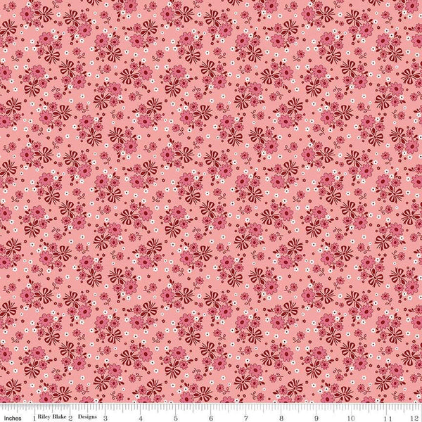 SALE Calico Bouquet C12840 Heirloom Coral - Riley Blake Designs - Lori Holt - Floral Flowers - Quilting Cotton Fabric