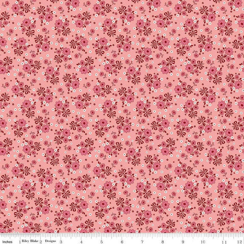 Calico Bouquet C12840 Heirloom Coral - Riley Blake Designs - Lori Holt - Floral Flowers - Quilting Cotton Fabric