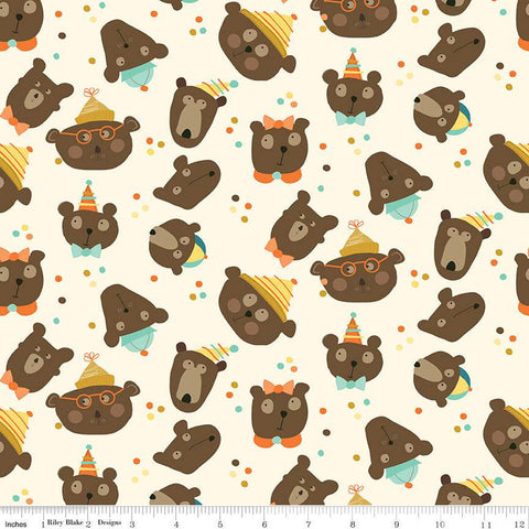SALE Bumble and Bear Heads C12671 Cream - Riley Blake Designs - Children's Bears - Quilting Cotton Fabric