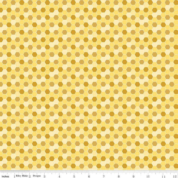 SALE Bumble and Bear Honeycomb C12674 Yellow - Riley Blake Designs - Hexagons Hexies - Quilting Cotton Fabric