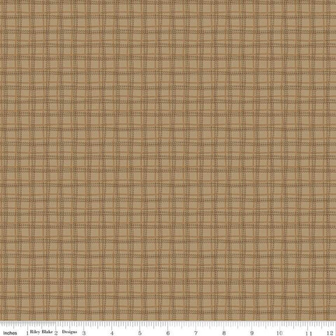 27" End of Bolt - Bumble and Bear Plaid C12676 Brown - Riley Blake Designs - Irregular Grid - Quilting Cotton Fabric