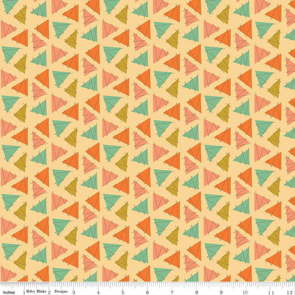 23" End of Bolt Piece - CLEARANCE Bumble and Bear Trianges C12677 Honey - Riley Blake  - Geometric - Quilting Cotton