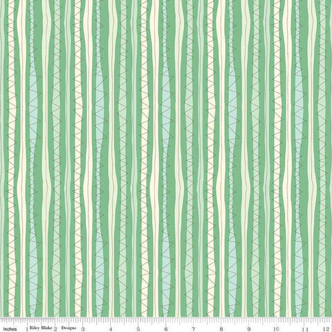 CLEARANCE Bumble and Bear Stripe C12678 Green - Riley Blake  - Stripes Striped Zig Zag - Quilting Cotton