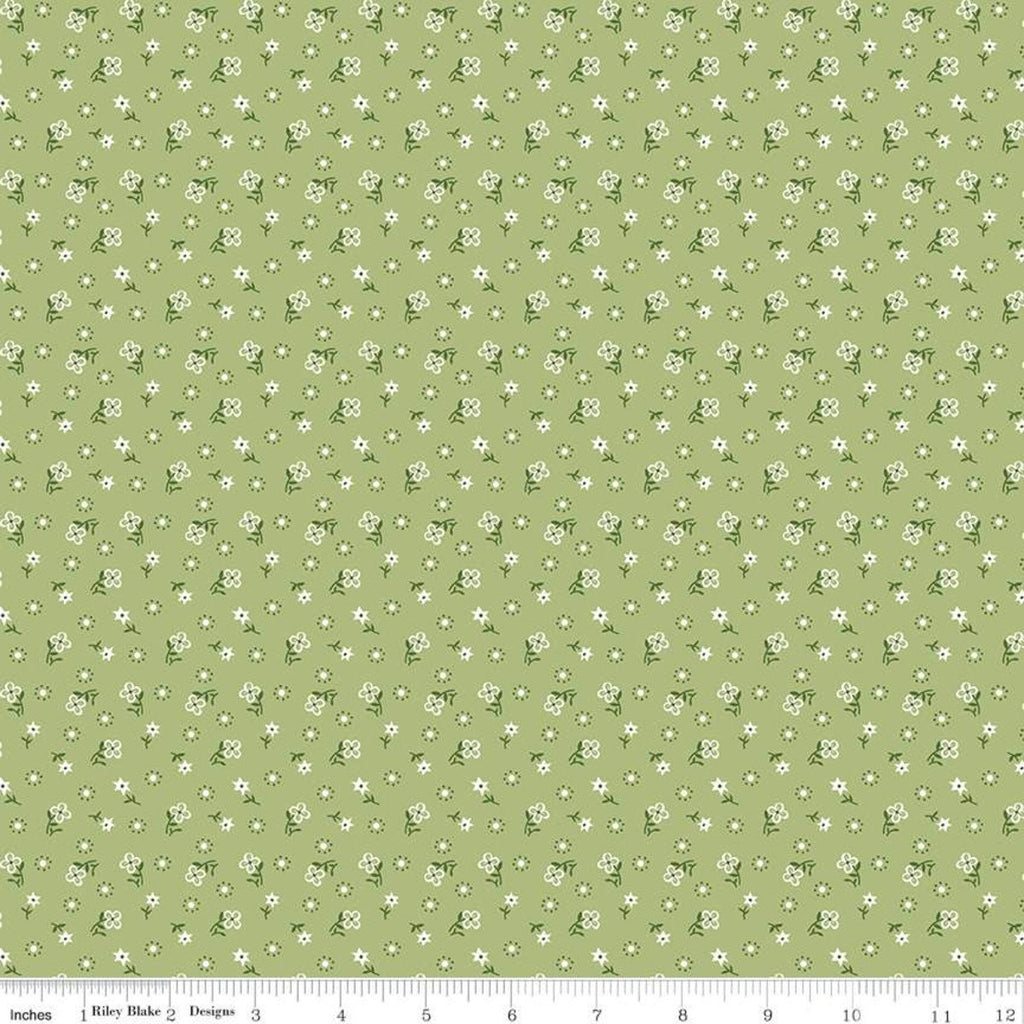 Calico Meadow C12843 Lettuce - Riley Blake Designs - Lori Holt - Floral Flowers - Quilting Cotton Fabric