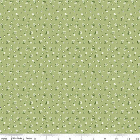SALE Calico Meadow C12843 Lettuce - Riley Blake Designs - Lori Holt - Floral Flowers - Quilting Cotton Fabric