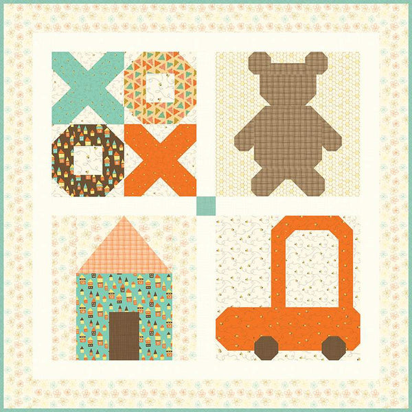 SALE Sandy Gervais Toy Box Quilt PATTERN P157 - Riley Blake Designs - INSTRUCTIONS Only - Four Pieced Blocks
