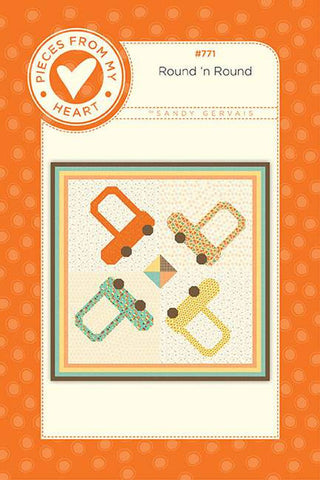 SALE Sandy Gervais Round 'n Round Quilt PATTERN P157 - Riley Blake Designs - INSTRUCTIONS Only - Four Pieced Car Blocks