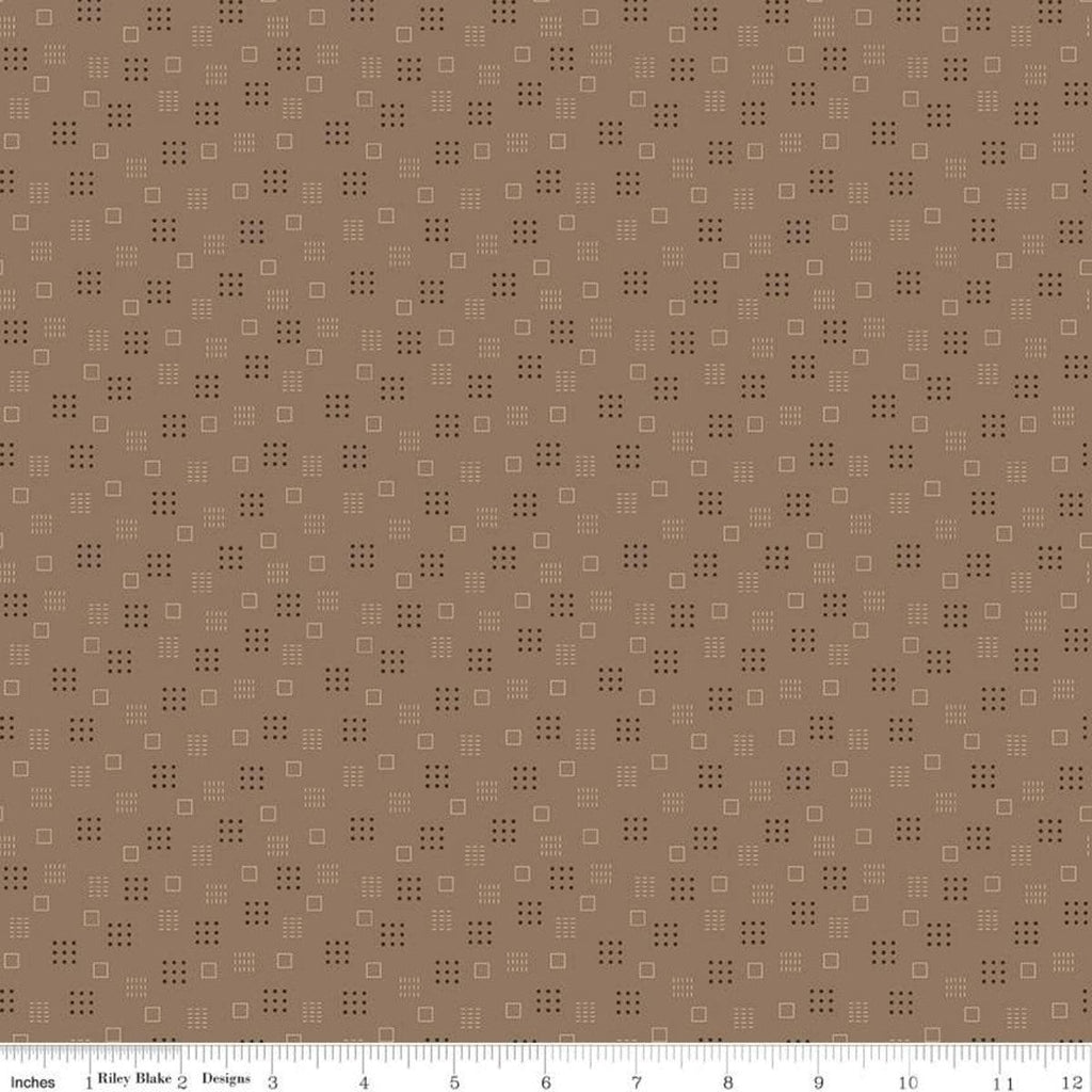 Calico Squares C12849 Chestnut - Riley Blake Designs - Lori Holt - Geometric - Quilting Cotton Fabric