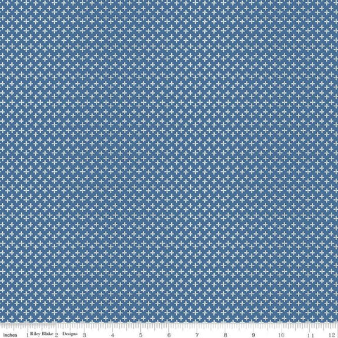 SALE Calico Daisy C12852 Denim - Riley Blake Designs - Lori Holt - Floral Plus-Shaped Flowers - Quilting Cotton Fabric