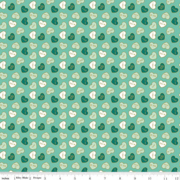 SALE Mint for You Conversation Hearts SC12762 Sea Glass SPARKLE - Riley Blake - Valentine's Antique Gold SPARKLE - Quilting Cotton Fabric
