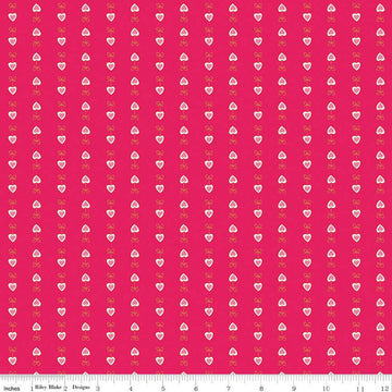 CLEARANCE Mint for You Heartstrings SC12763 Cranberry SPARKLE - Riley Blake Designs - Valentine's Antique Gold - Quilting Cotton Fabric