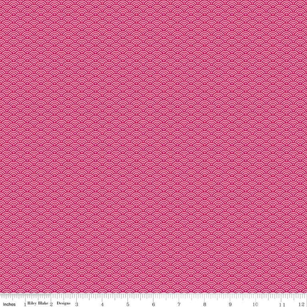 SALE Mint for You Scallops C12765 Cranberry - Riley Blake Designs - Valentine's Day Valentines Fan Pattern Hearts - Quilting Cotton Fabric