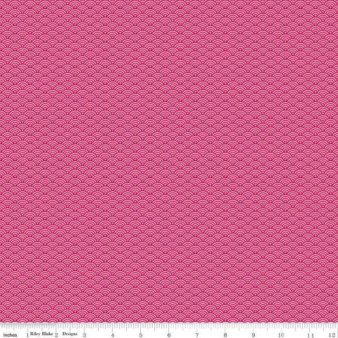 Mint for You Scallops C12765 Cranberry - Riley Blake Designs - Valentine's Day Valentines Fan Pattern Hearts - Quilting Cotton Fabric
