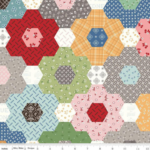 SALE Calico Grandma's Flower Garden C12862 Multi - Riley Blake Designs - Lori Holt - Hexagons - Quilting Cotton Fabric