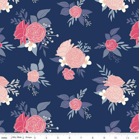 South Hill Main C12660 Navy - Riley Blake Designs - Floral Flowers - Quilting Cotton Fabric