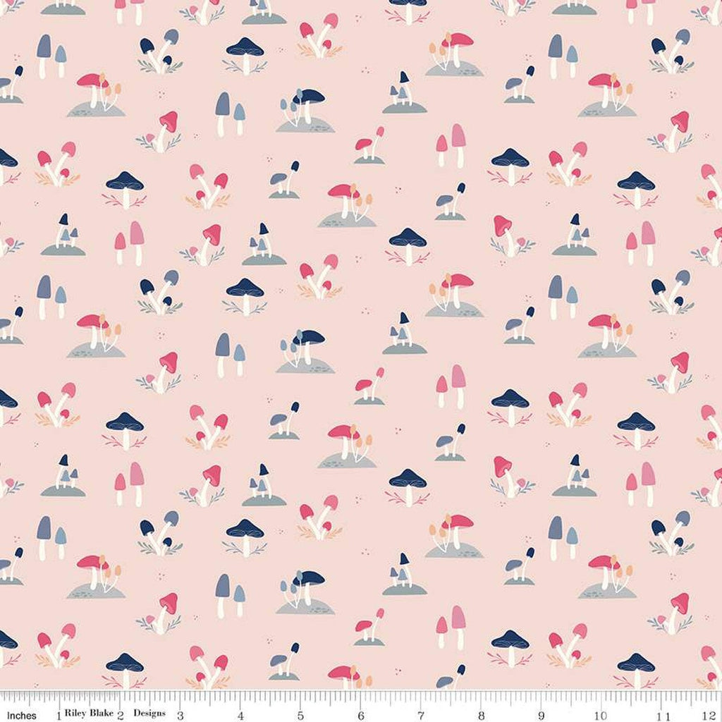 CLEARANCE South Hill Toadstools C12662 Blush - Riley Blake Designs - Mushrooms - Quilting Cotton Fabric