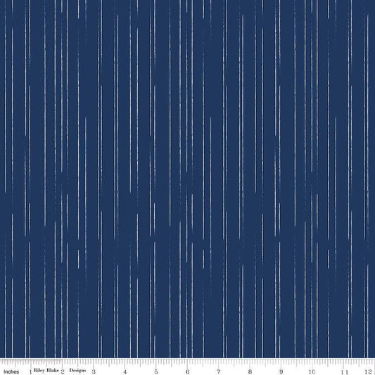 35" End of Bolt - South Hill Stripes C12665 Navy - Riley Blake Designs - Stripe Lines - Quilting Cotton Fabric