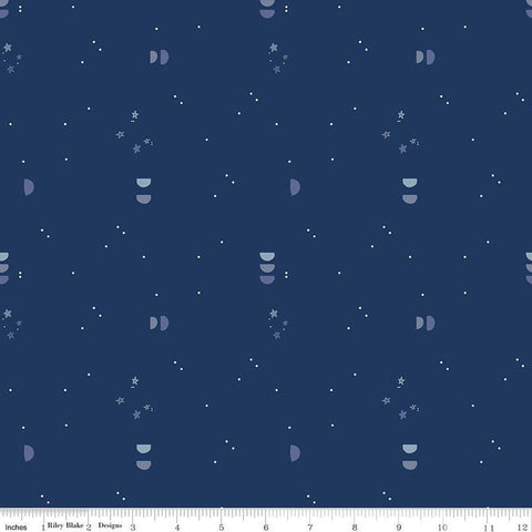SALE South Hill Confetti Sky C12666 Navy - Riley Blake Designs - Semi-Circles Stars Dots - Quilting Cotton Fabric