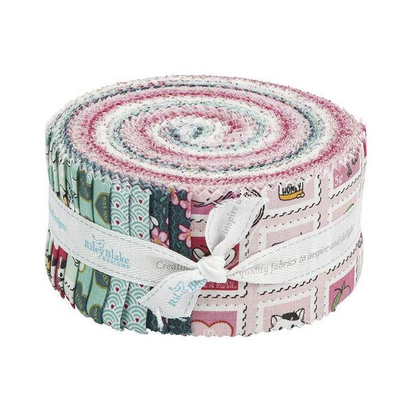 SALE Mint for You 2.5 Inch Rolie Polie Jelly Roll 40 pieces - Riley Blake - Precut Pre cut Bundle - Valentine's - Quilting Cotton Fabric