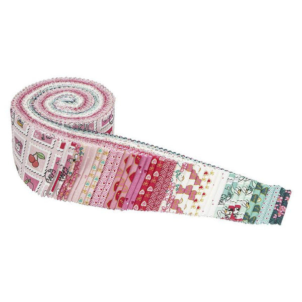 SALE Mint for You 2.5 Inch Rolie Polie Jelly Roll 40 pieces - Riley Blake - Precut Pre cut Bundle - Valentine's - Quilting Cotton Fabric