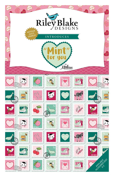 Mint for You Charm Pack 5 Inch Stacker Bundle - Riley Blake Designs - 42 piece Precut Pre cut - Valentine's - Quilting Cotton Fabric
